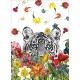 TREE FREE GREETING CARD WHITE TIGER FLOWERS